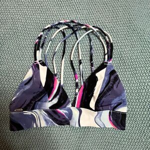 VS PINK Victoria’s Secret Blue Marbled Bikini Cross Top Size XS EUC